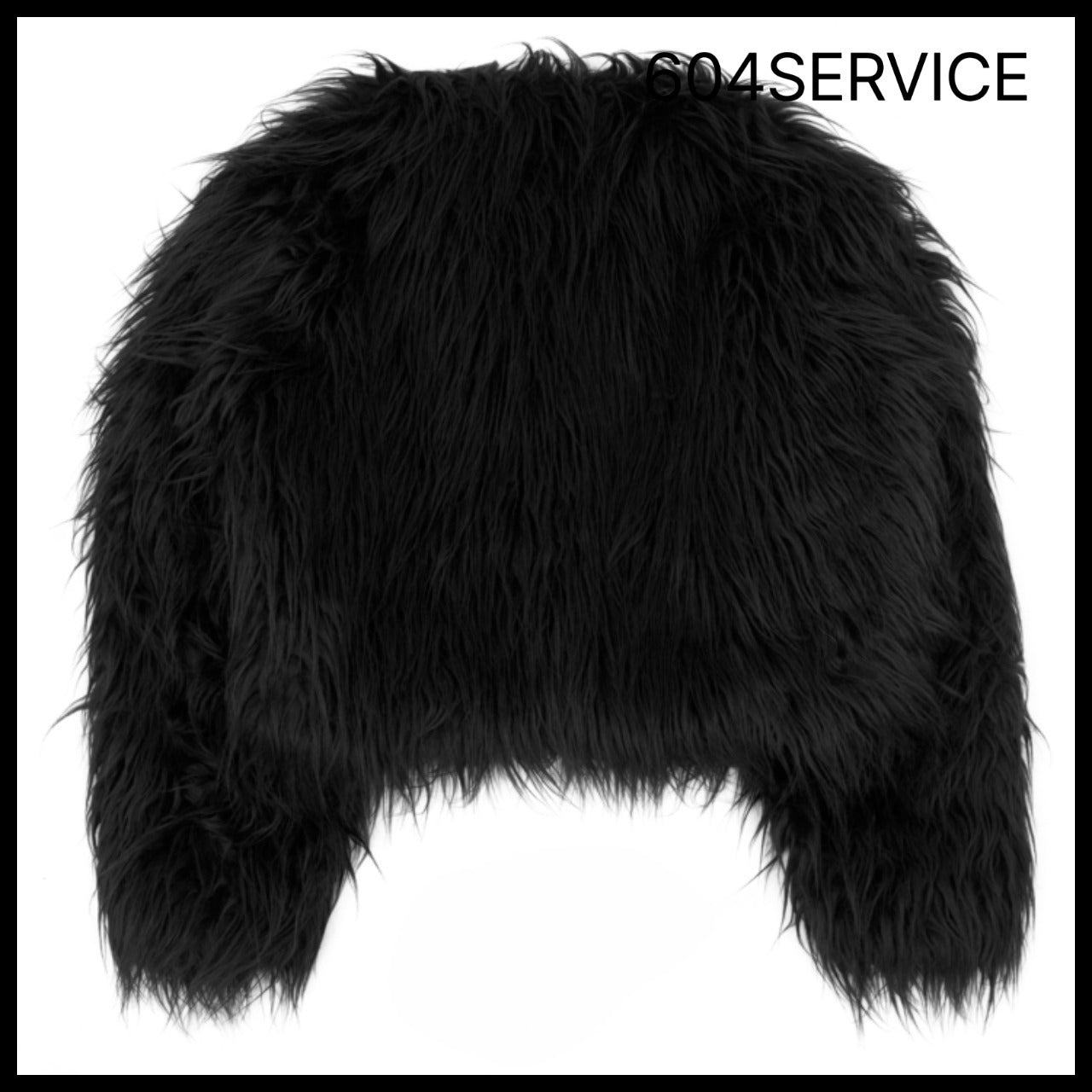 【604service】FUR JACKET WITH ARMY PATCH IN BLACK