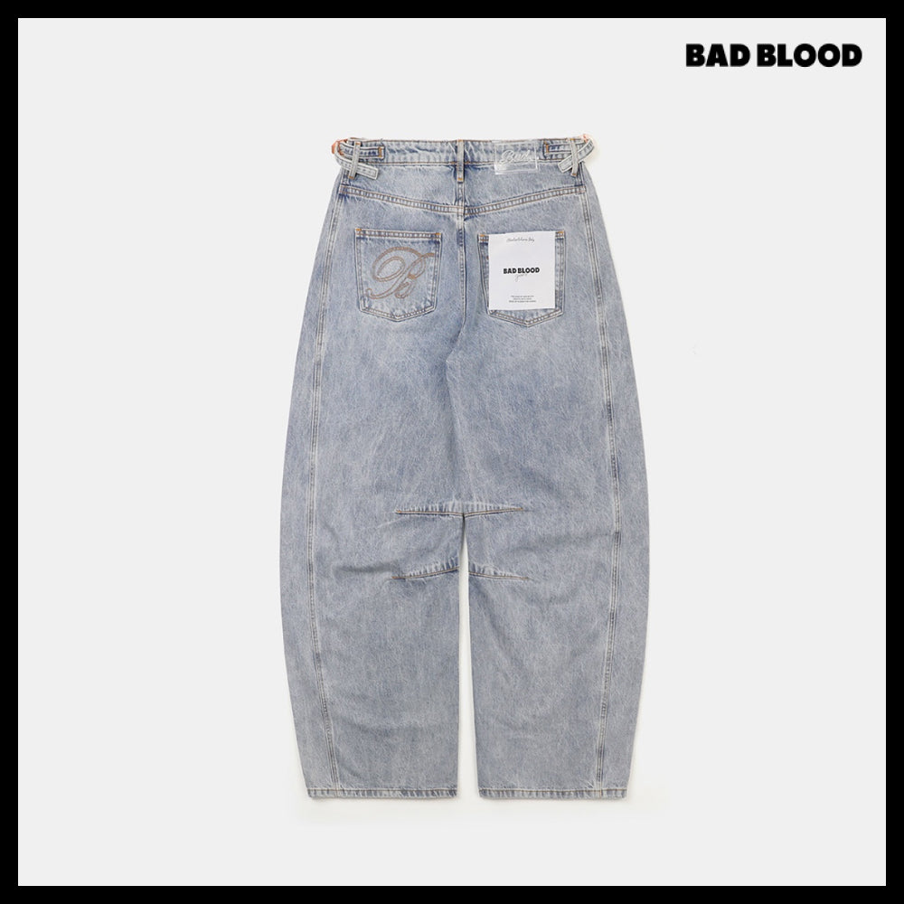 【BADBLOOD】Charlie Barrel Jeans - Light Blue