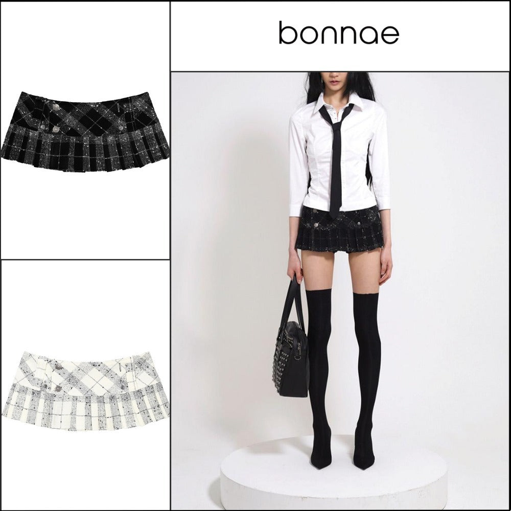 【BONNAE】Micro mini pleats skirt 2Colors