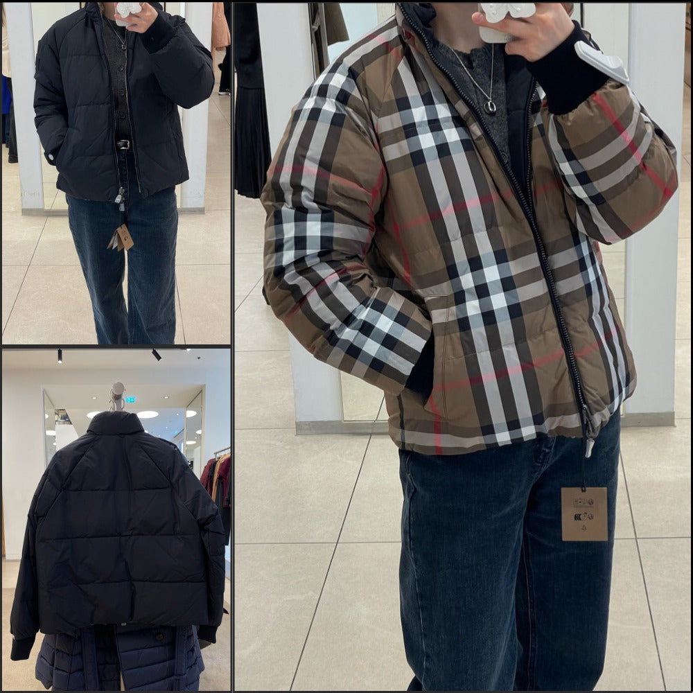 【BURBERRY】Iver House Check Reversible Duck Down Short