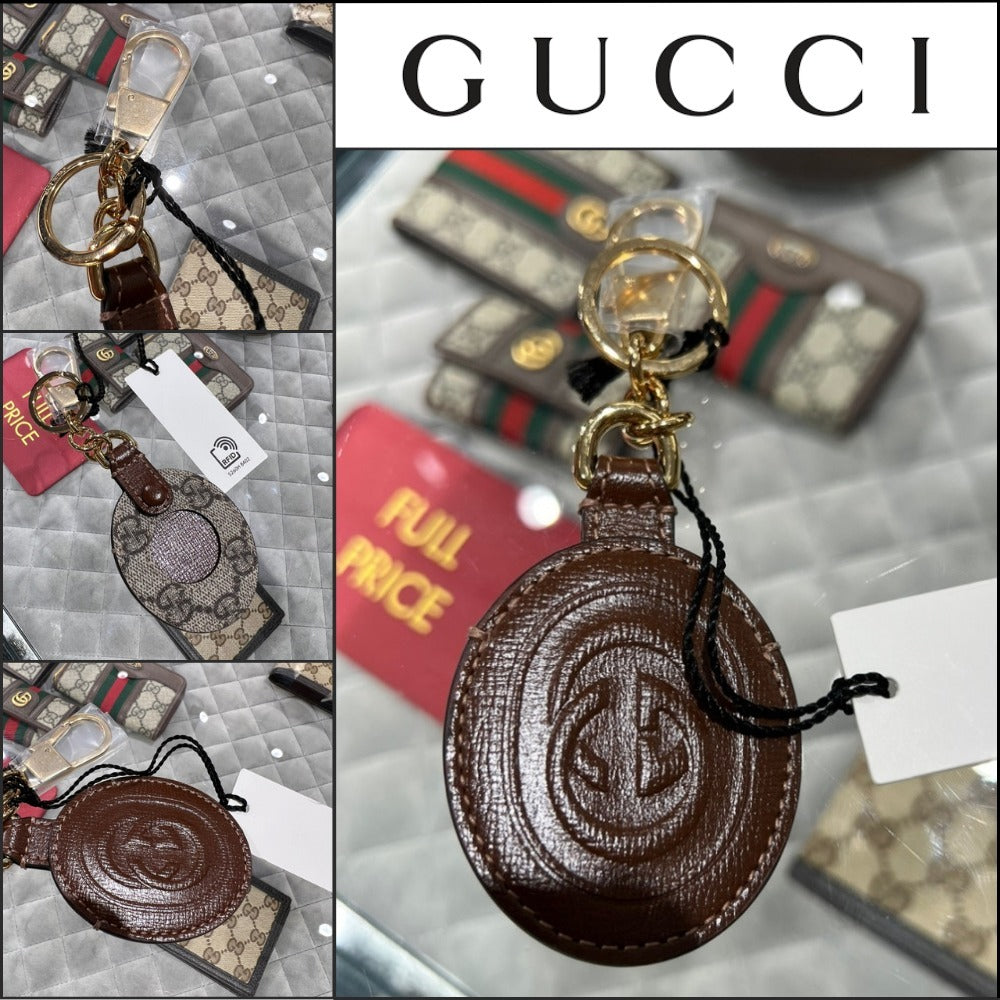 【GUCCI】AirTag Holder Key Ring Beige Ebony