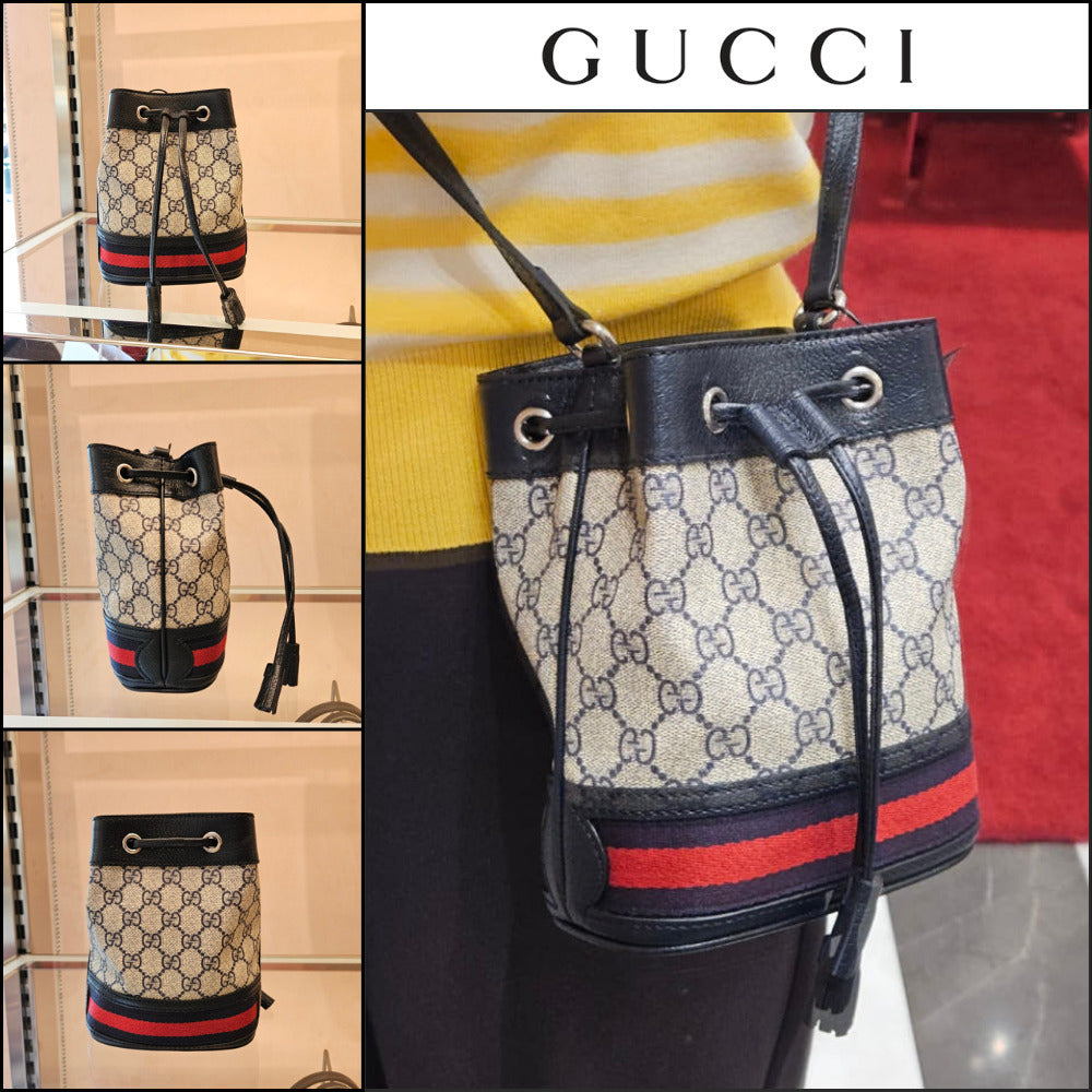 【GUCCI】Ophidia GG canvas mini bucket bag beige blue