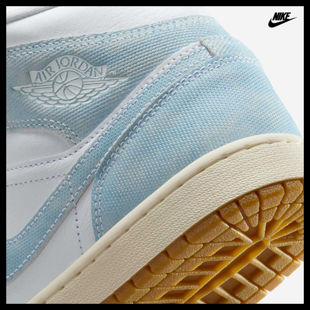 【NIKE】Air Jordan 1 Mid SE W White Gum Light Brown One Blue