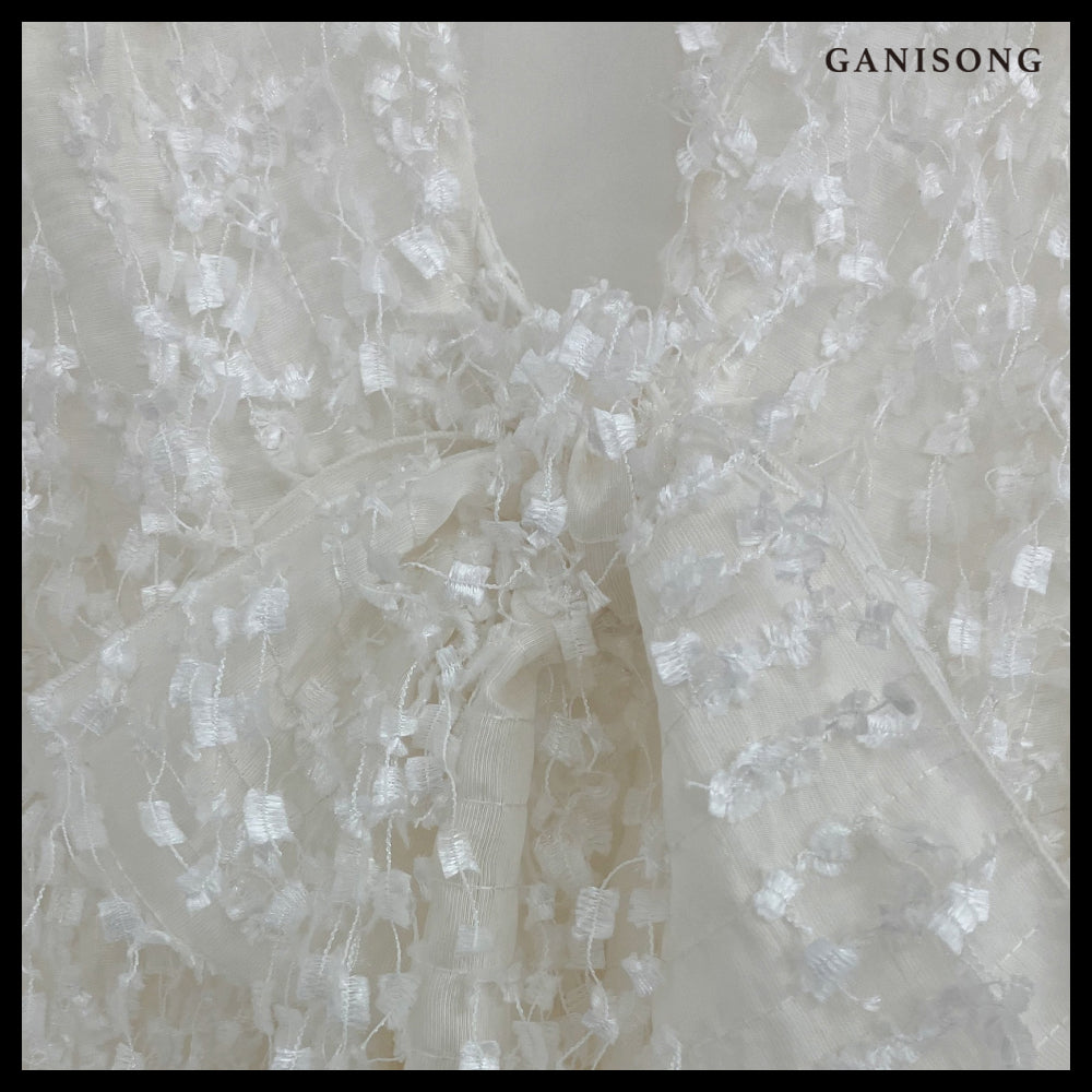 【GANISONG】Bridal Snow Flower Dress White