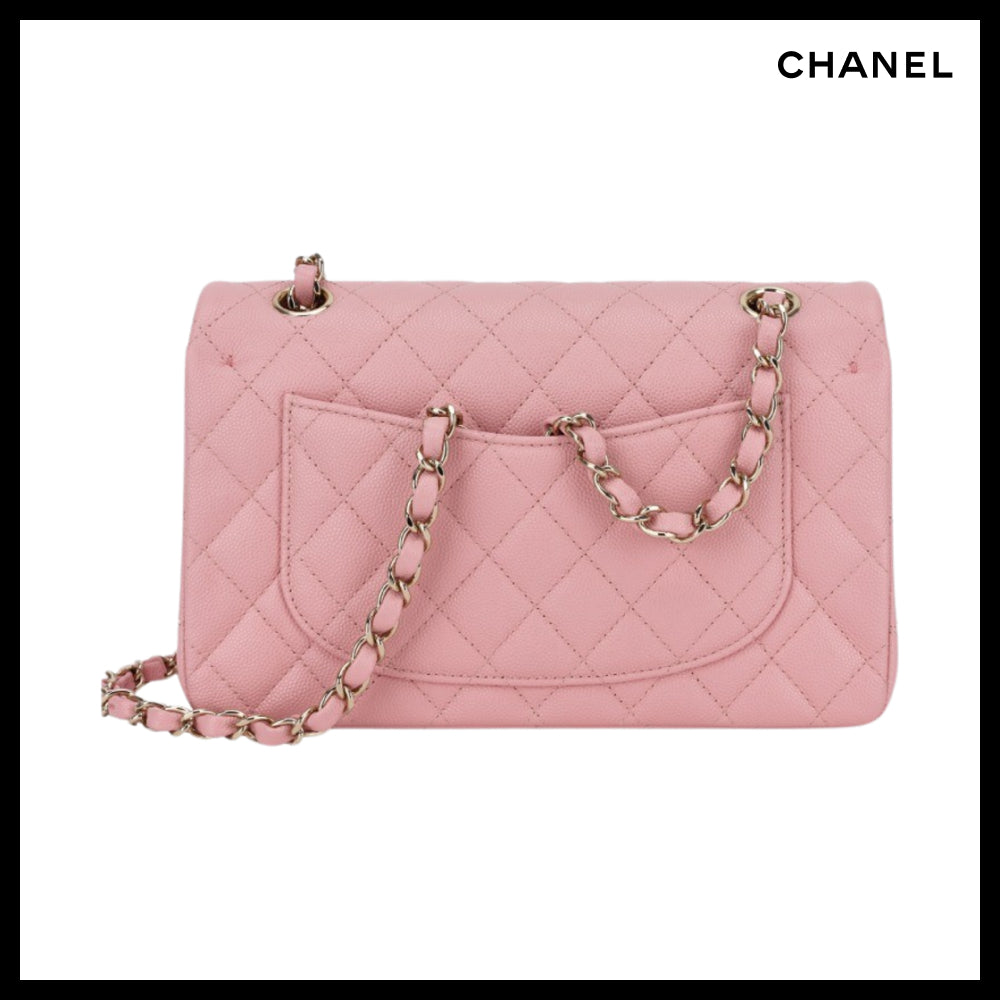 【CHANEL】Small Classic Handbag Grained Calfskin & Gold Pink