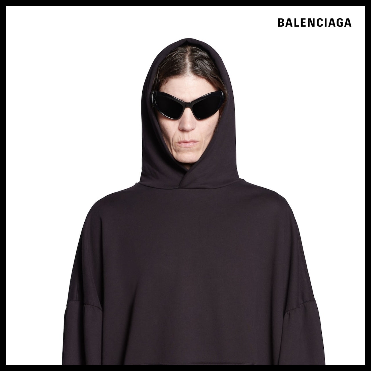 【BALENCIAGA】Sample Sticker Round Hoodie Oversized Black