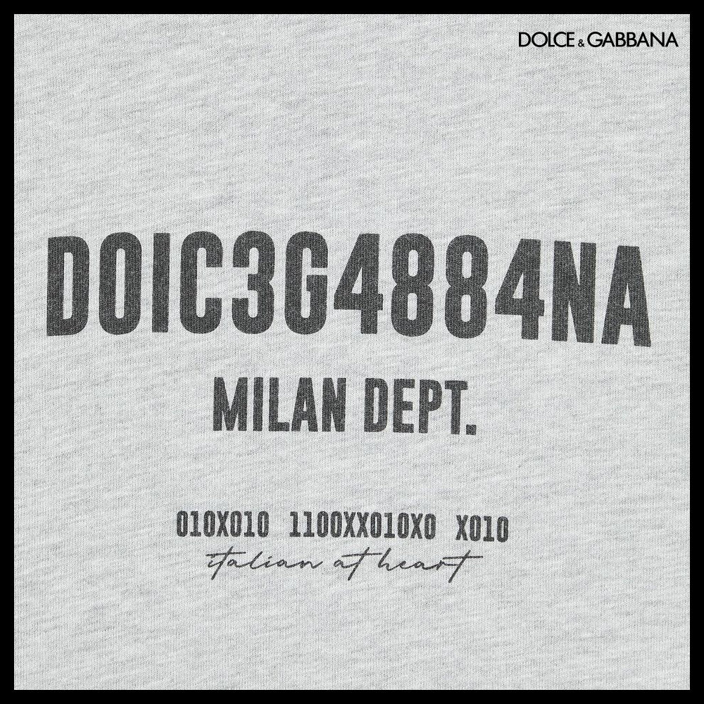 【正規品】Dolce & Gabbana グレー コットンジャージー Tシャツ