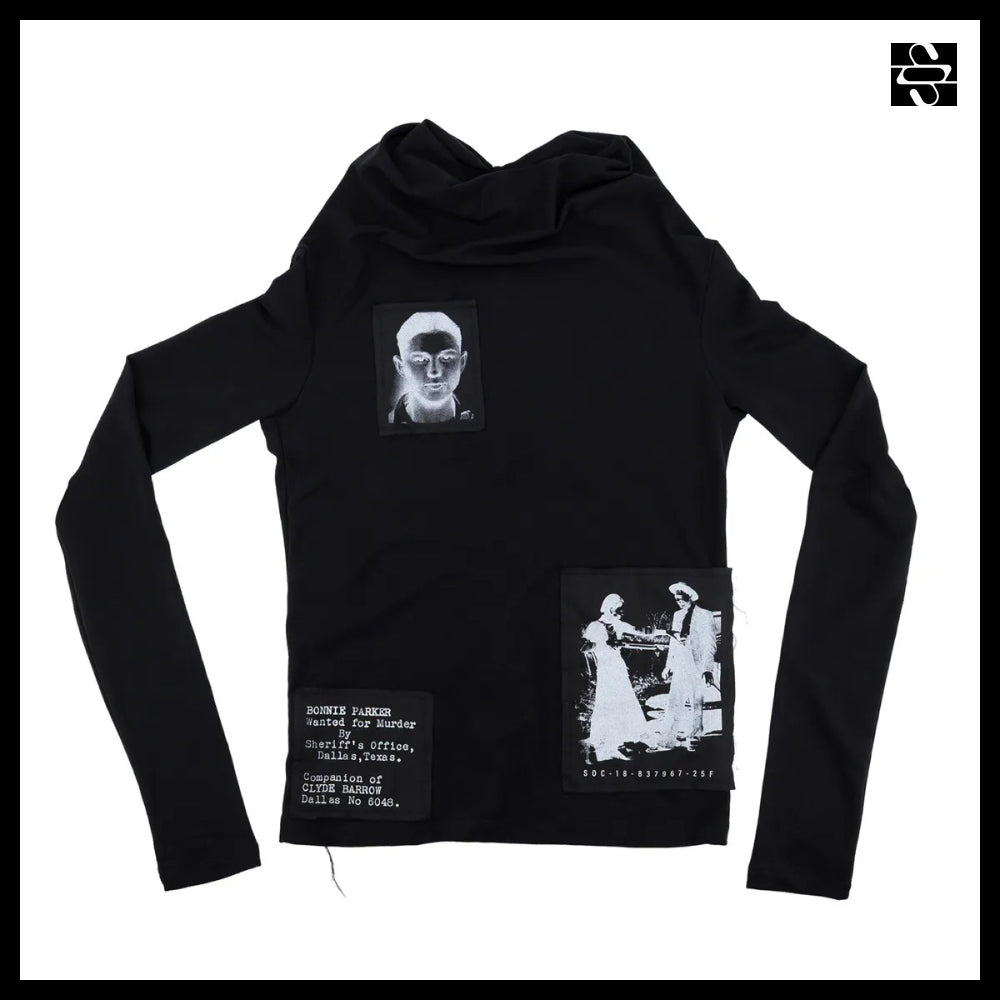 【SUNDAYOFFCLUB】Bonnie Clyde Roll Neck T Shirt Black