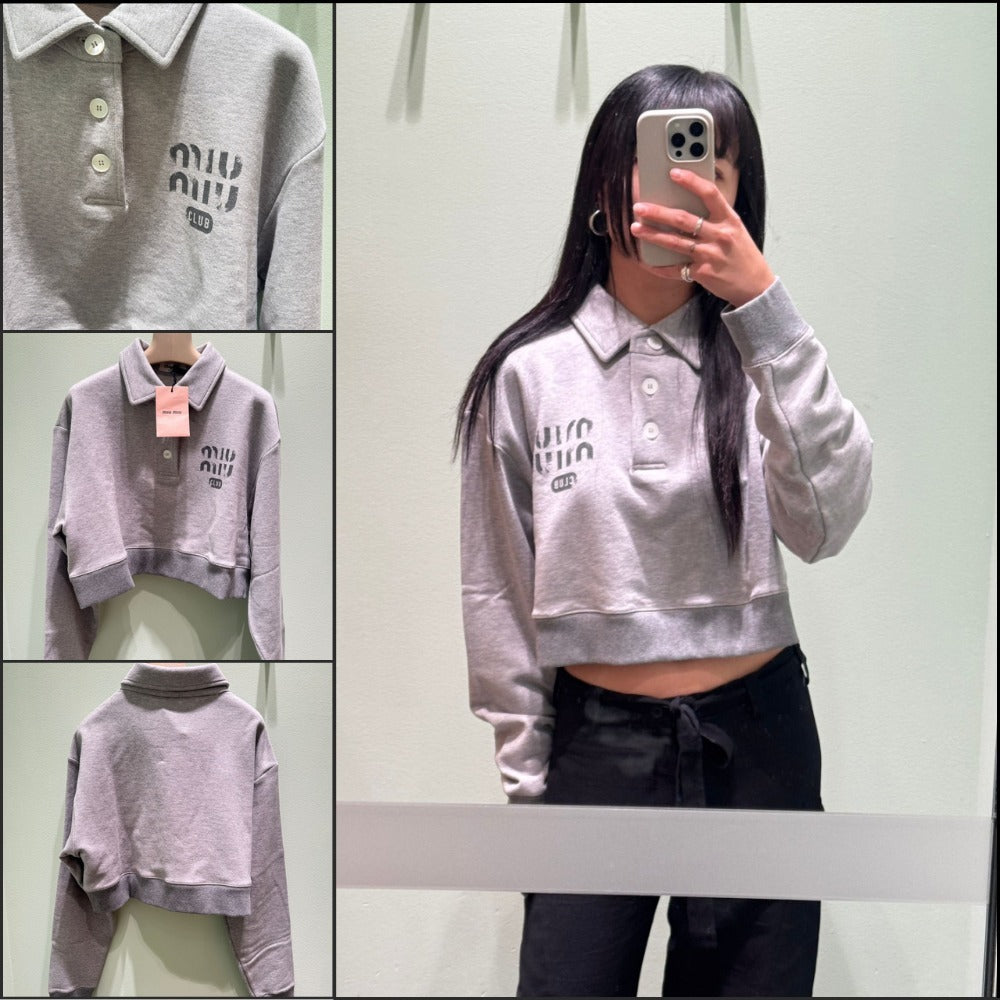 【MiuMiu】ポロシャツ コットンフリース スウェットシャツ