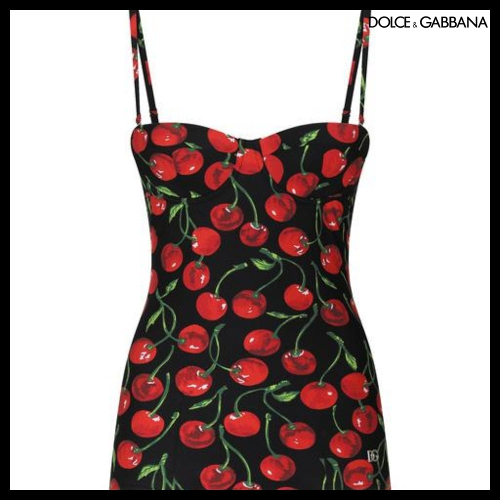 【Dolce&Gabbana】CHERRY PRINT BALCONETTE ONE PIECE SWIMSUIT