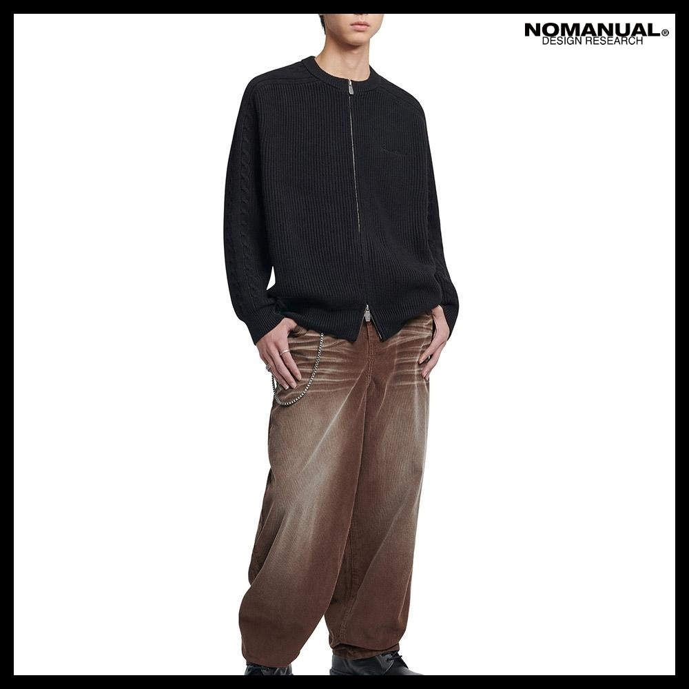 【NOMANUAL】Anomaly Knit Zip-Up Black