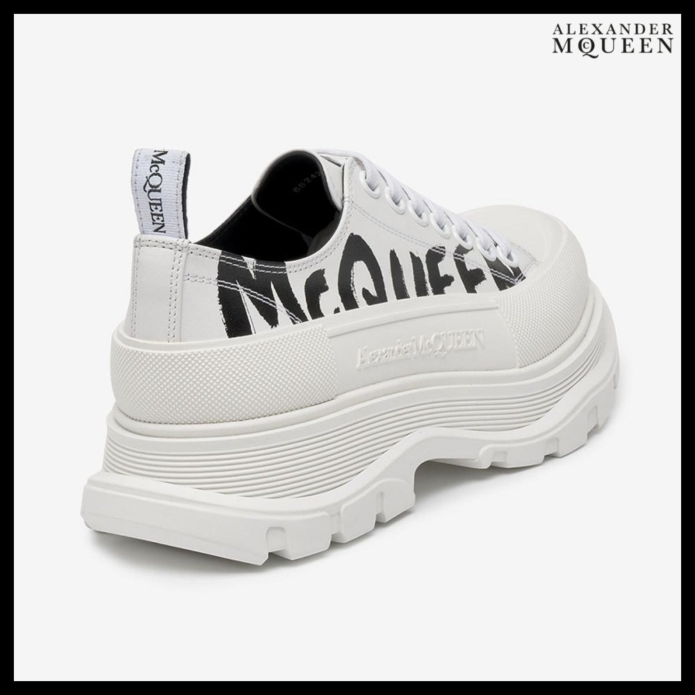 【Alexander Mcqueen】Tread Slick Lace-Up Sneakers White