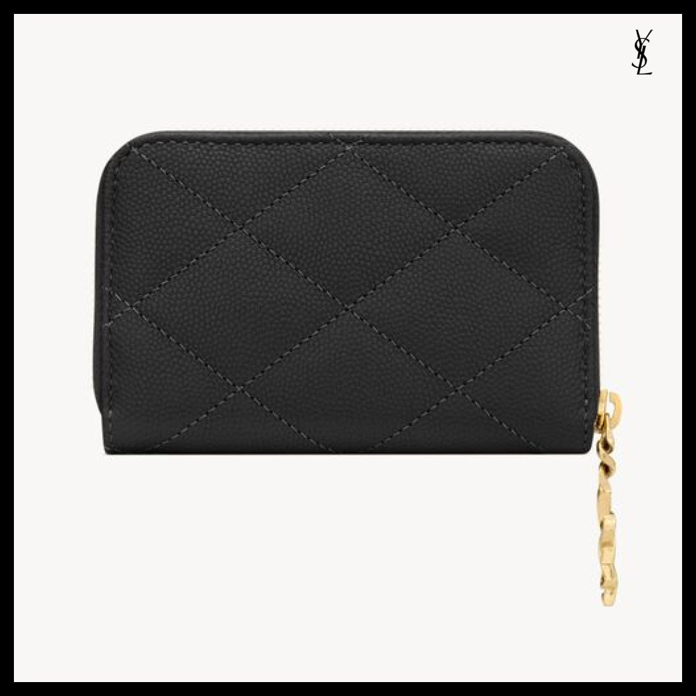 【Saint Laurent】Leather CASSANDRE BIJOU Coin Purse