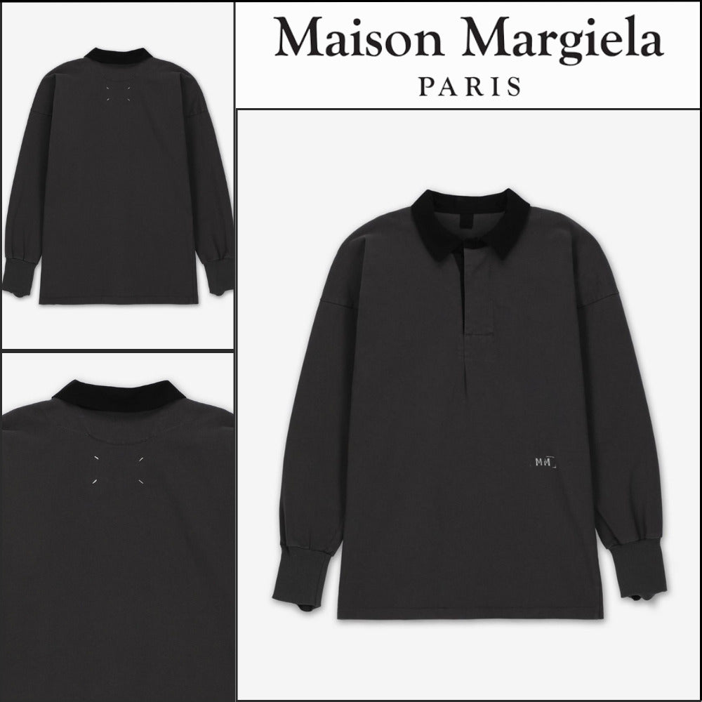 【Maison Margiela】Logo Rugby Polo Shirt Anthracite