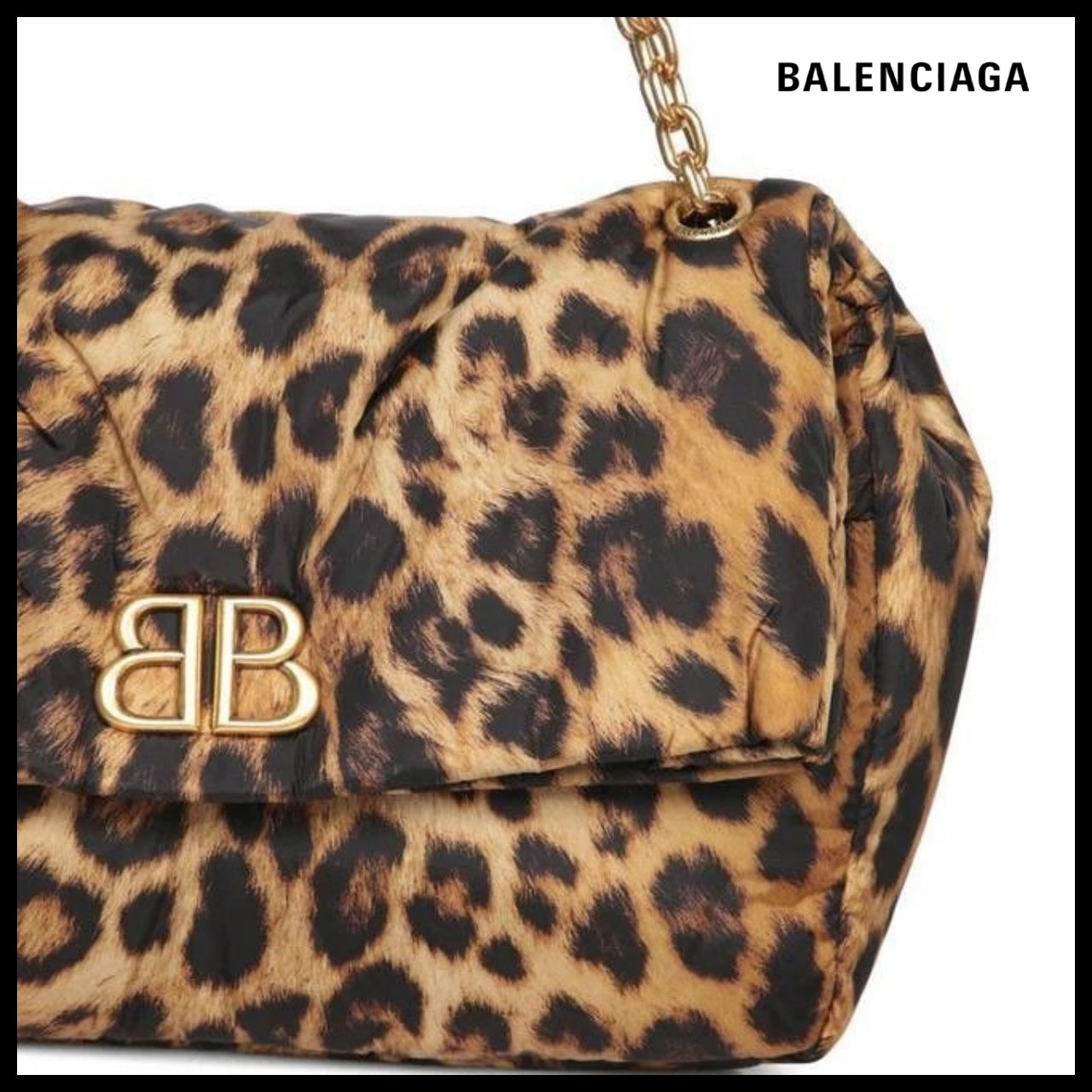 【BALENCIAGA】Monaco Medium Chain Bag Leopard