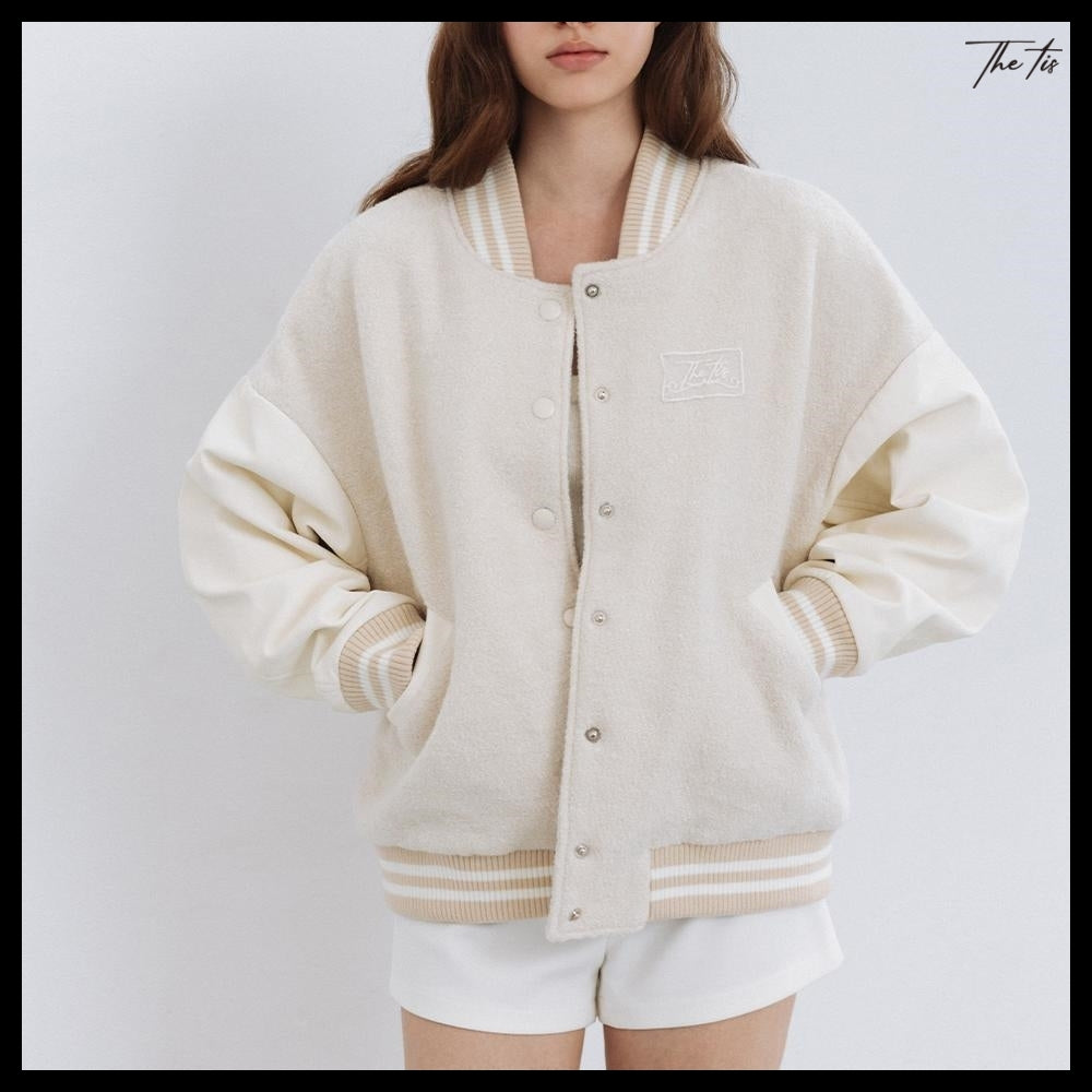 【The tis】Angel Pearl Varsity Jacket 2Colors
