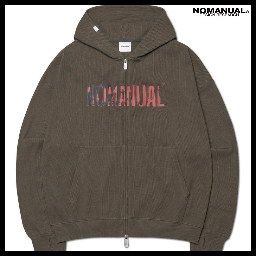 【NOMANUAL】NM WAFFLE HOODED ZIP UP 2 Colors