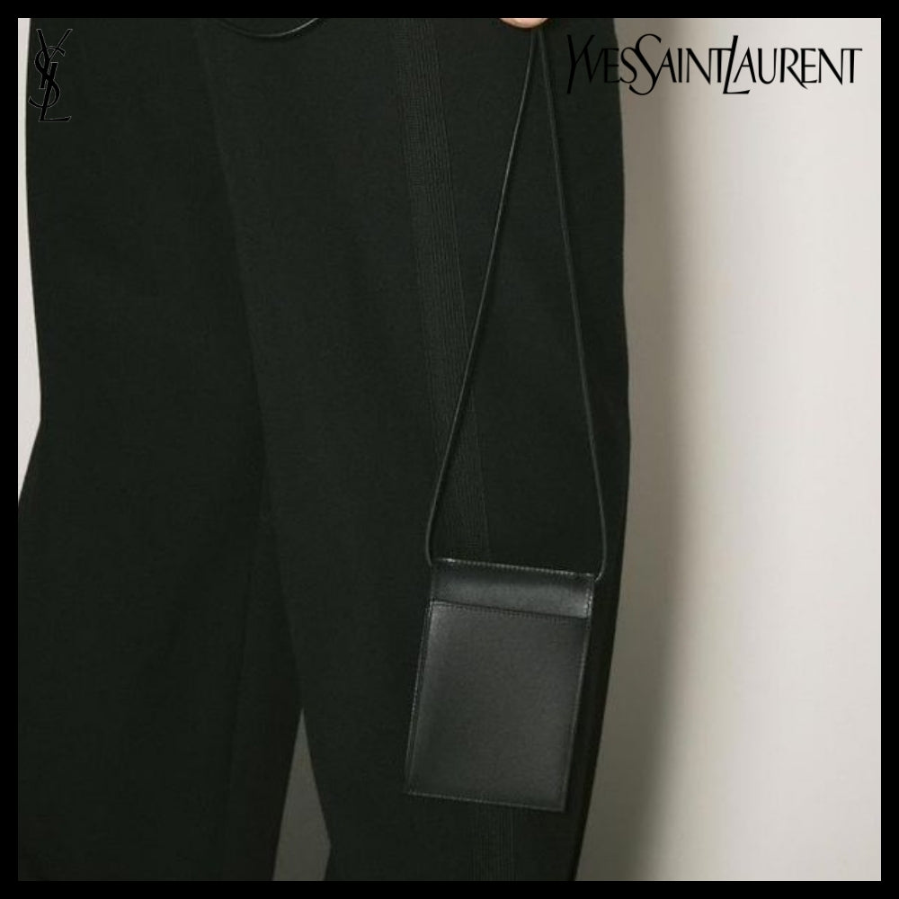 【SAINT LAURENT】 LOGO LEATHER CROSSBODY BAG