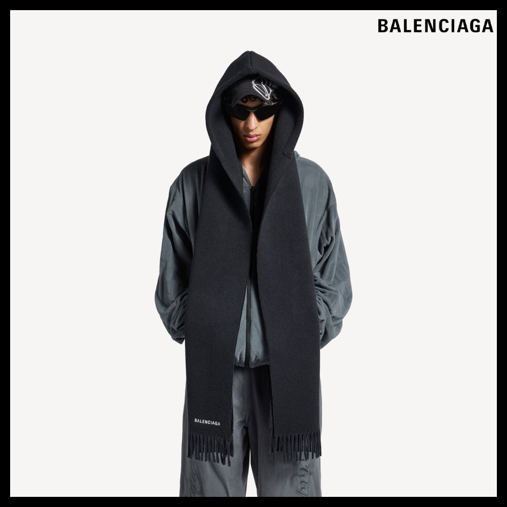 【BALENCIAGA】Hooded Scarf Black