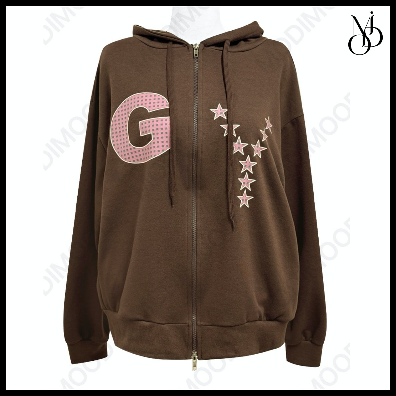【MODIMOOD】Loose Fit Star Hoodie Zip-Up 4 Colors
