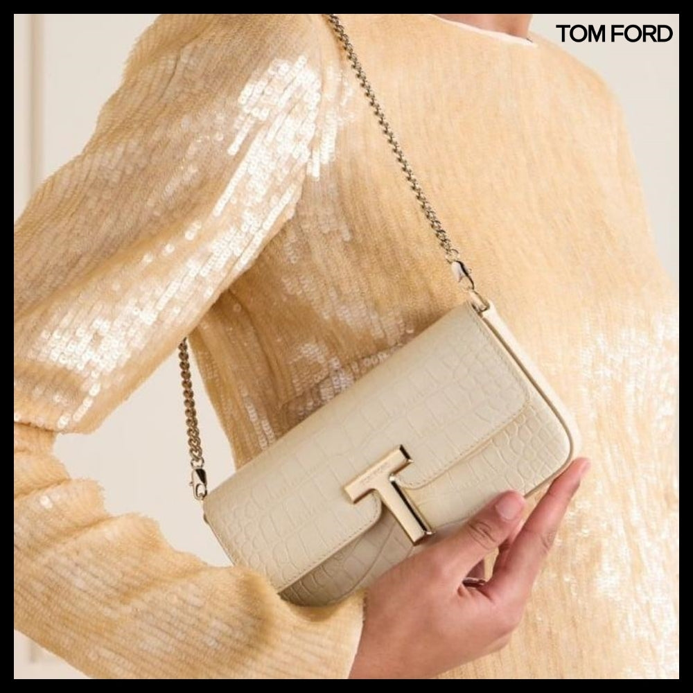 【TOM FORD】CROC EFFECT WALLIS CLUTCH BAG