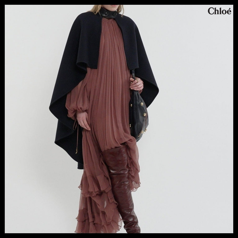 【Chloe】High-Low Cape in Midnight Blue