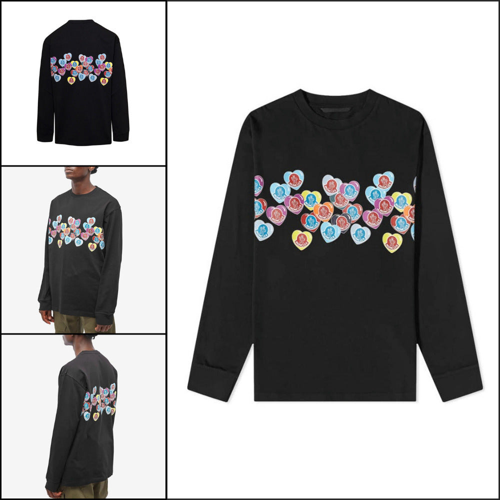 【MONCLER】Heart Logo Printed Crewneck Long Sleeve Black Men