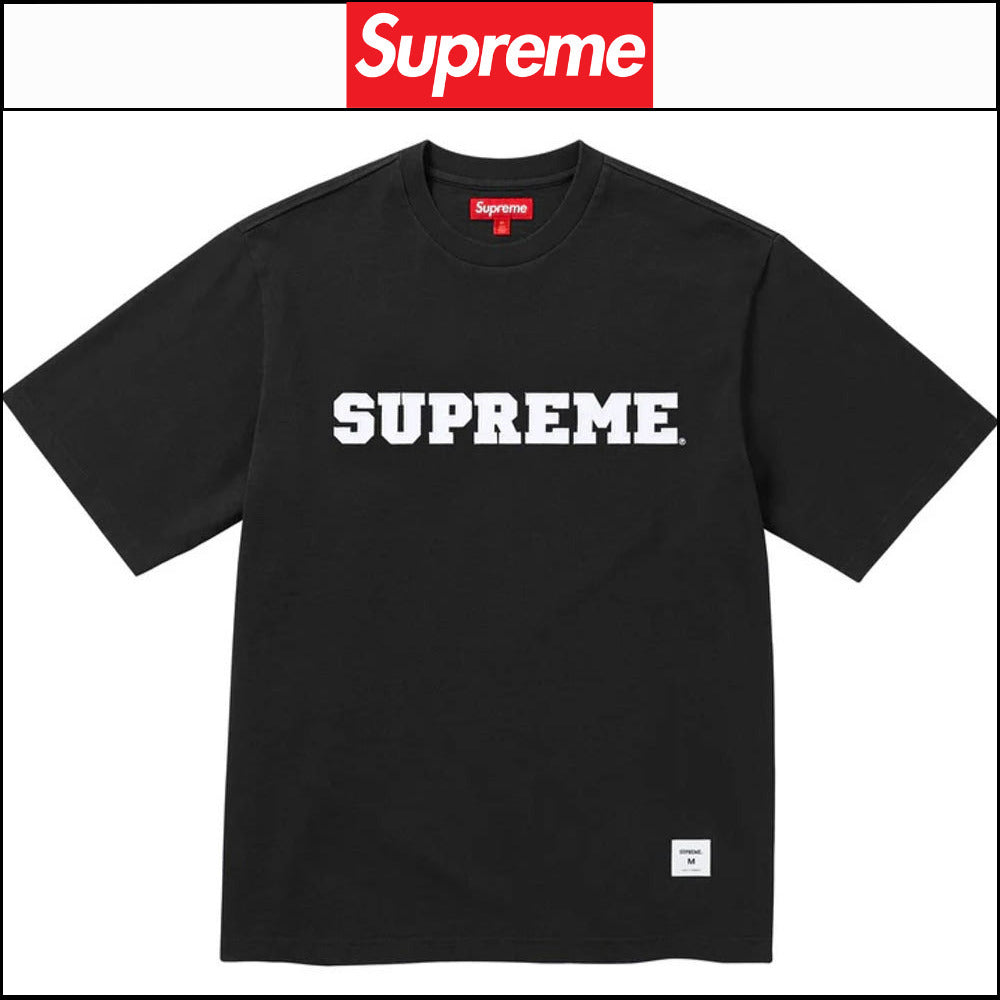 【Supreme】Collegiate Applique Short Sleeve Top Black 25FW