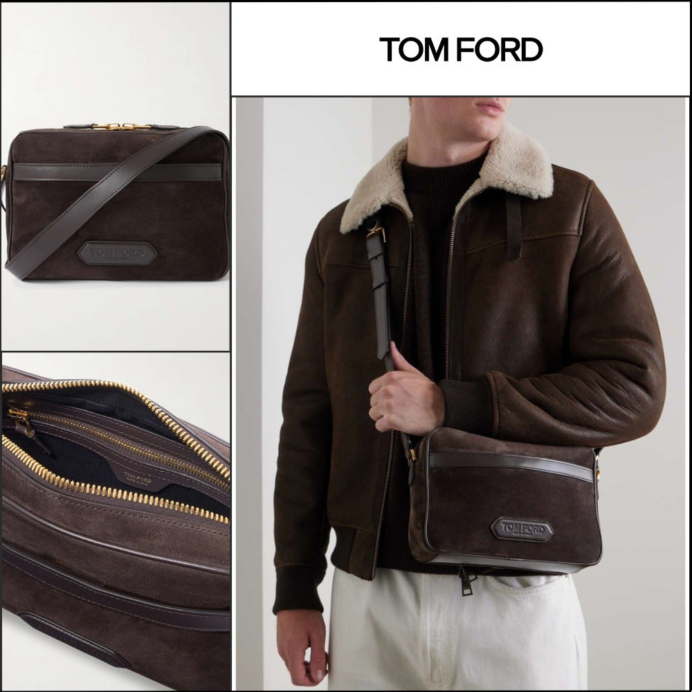 【TOM FORD】MESSENGER BAG SUEDE BROWN