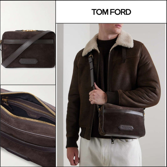 【TOM FORD】MESSENGER BAG SUEDE BROWN