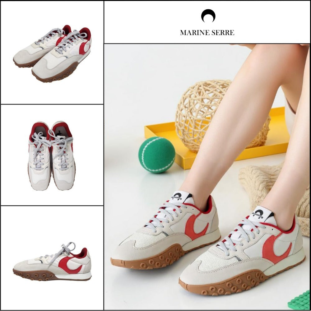 【MARINE SERRE】Unisex Red White Moonwalk Sneakers