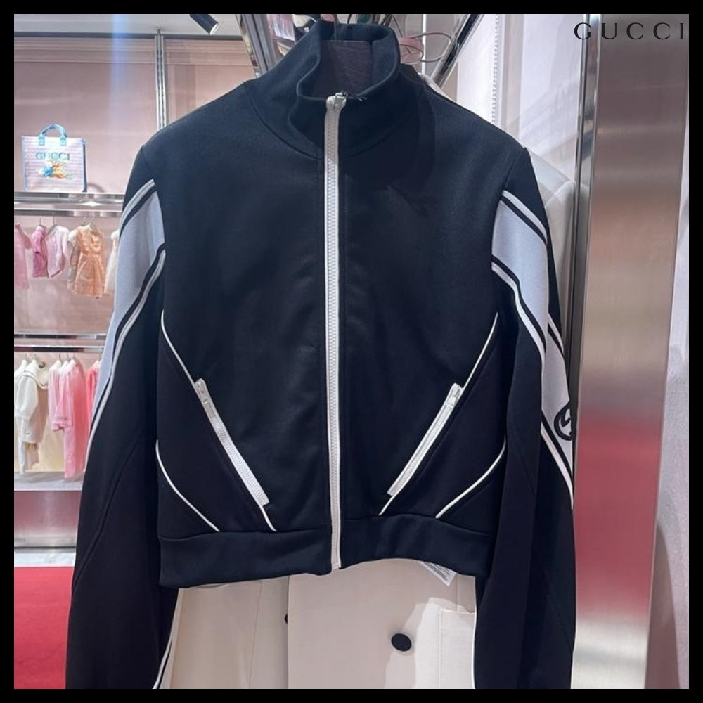 【GUCCI】Interlocking Embroidered Light Felted Cotton Zip-Up
