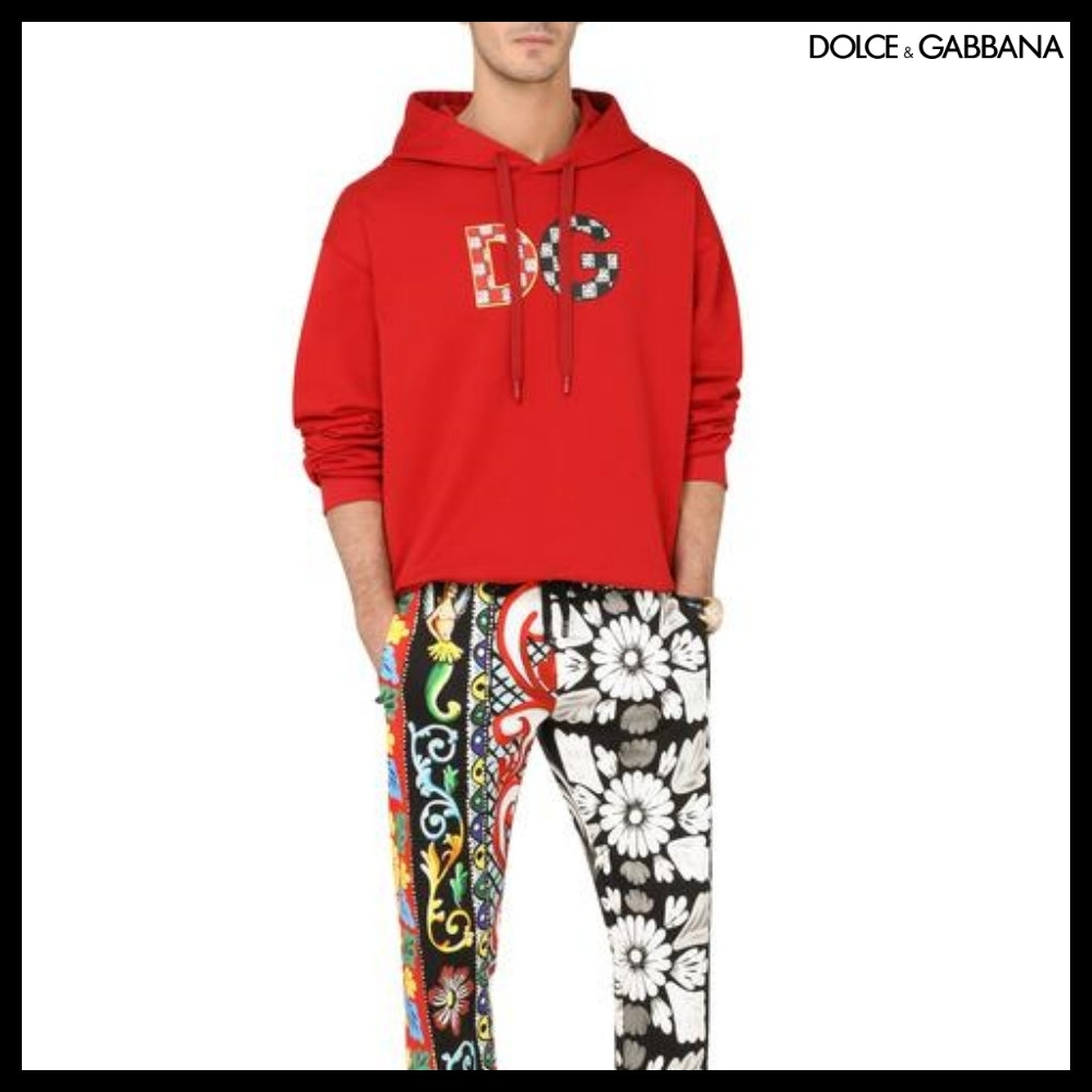 【Dolce & Gabbana】Jersey Sweatshirt with DG Patch Red