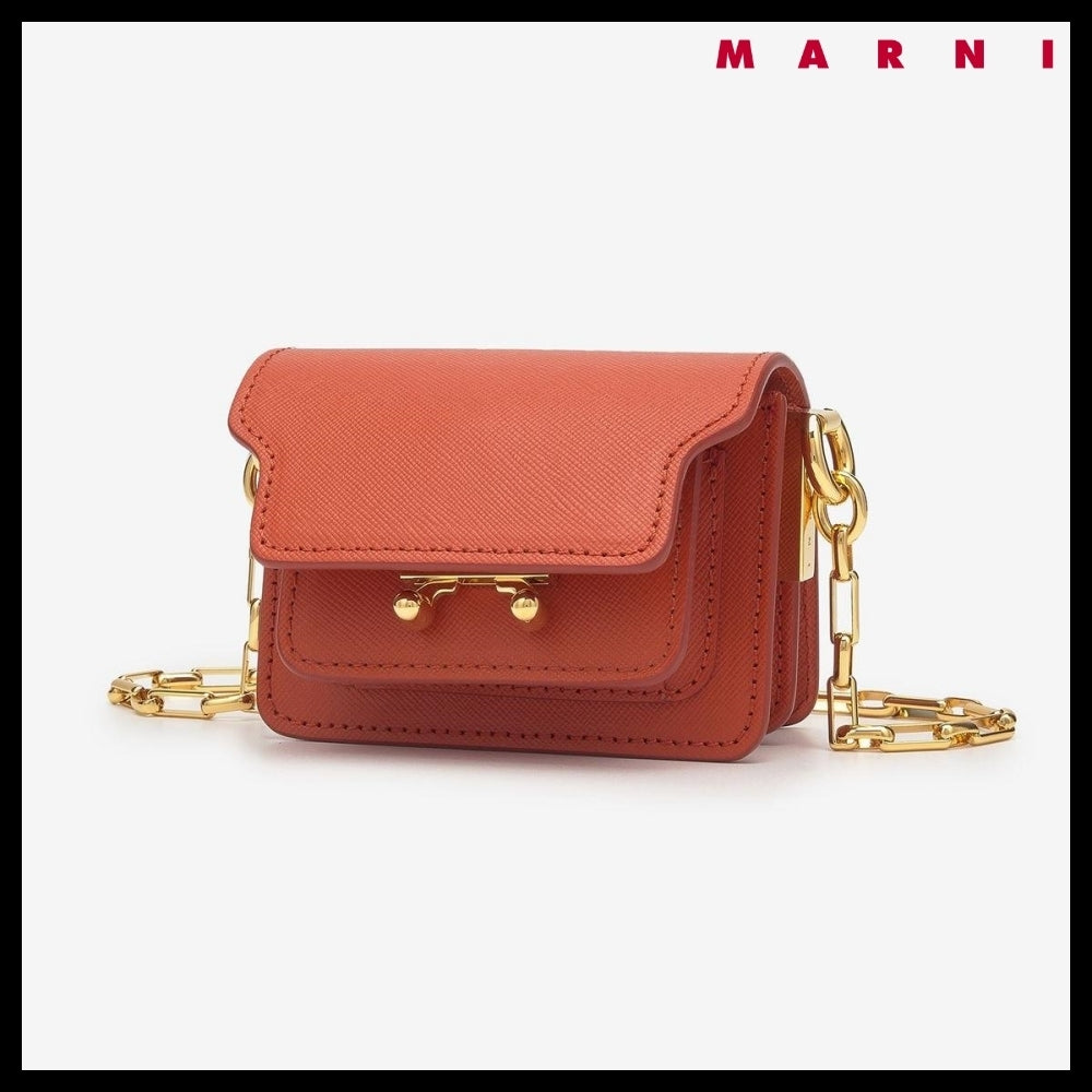【MARNI】Trunk Nano Chain Crossbody Bag - Brick