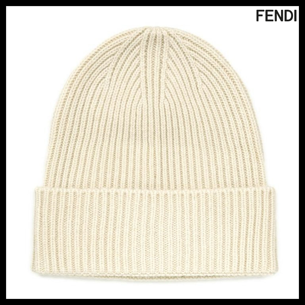 【FENDI】24FW Ivory FF Wool Cashmere Beanie