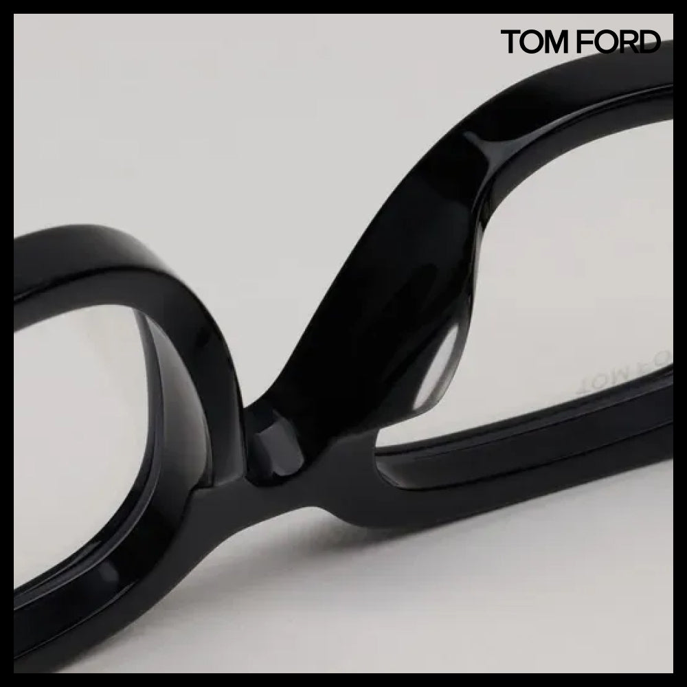 【TOM FORD】Bold Square Black Horn-Rimmed Eyeglasses