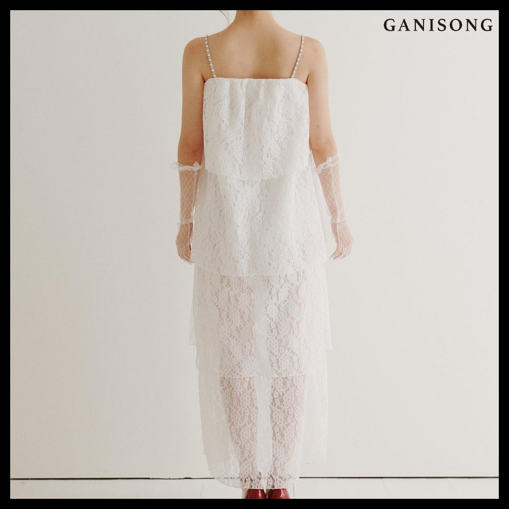 【GANISONG】Bridal Layerd Wedding Cake Dress White