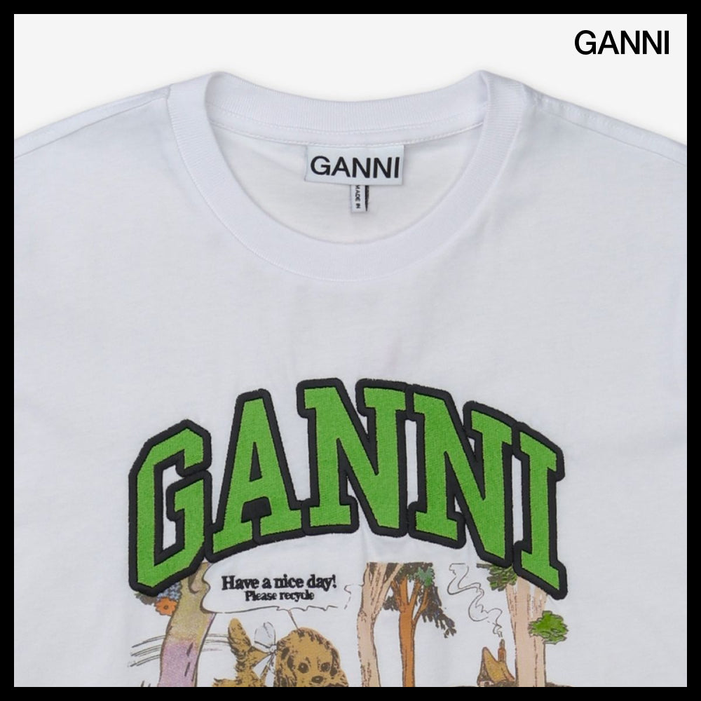 【Ganni】Basic Jersey Poppy C Relax Fit Short Sleeve T-shirt