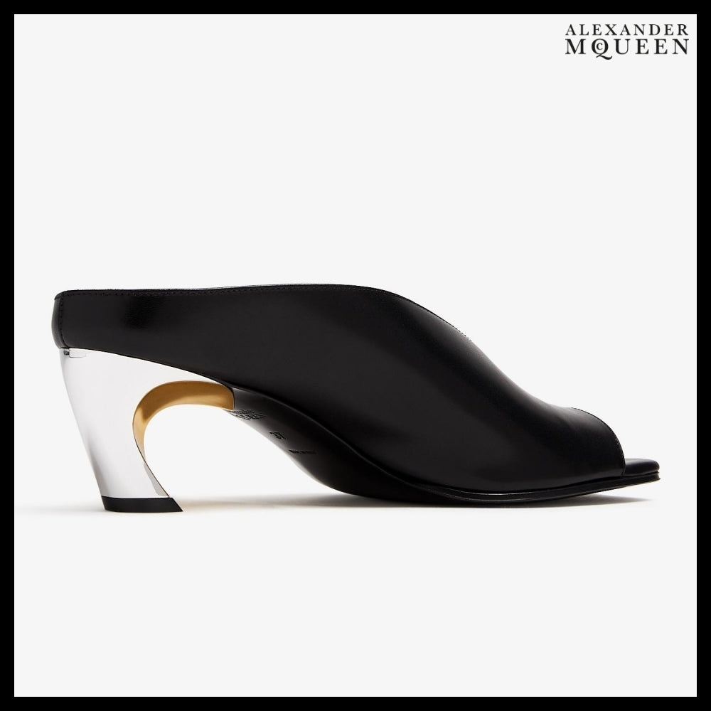 【Alexander Mcqueen】Armadillo Mules Black Calf Leather