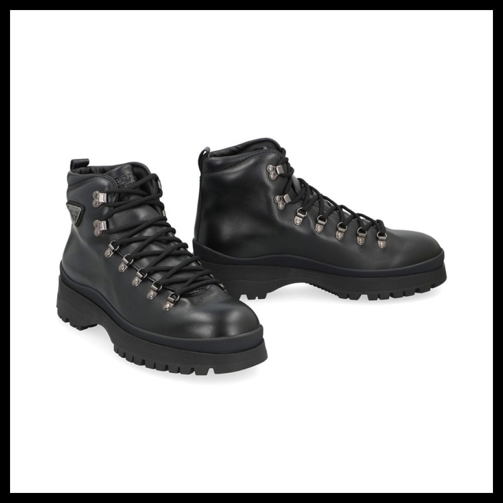 【PRADA】Black Lace-Up Boots