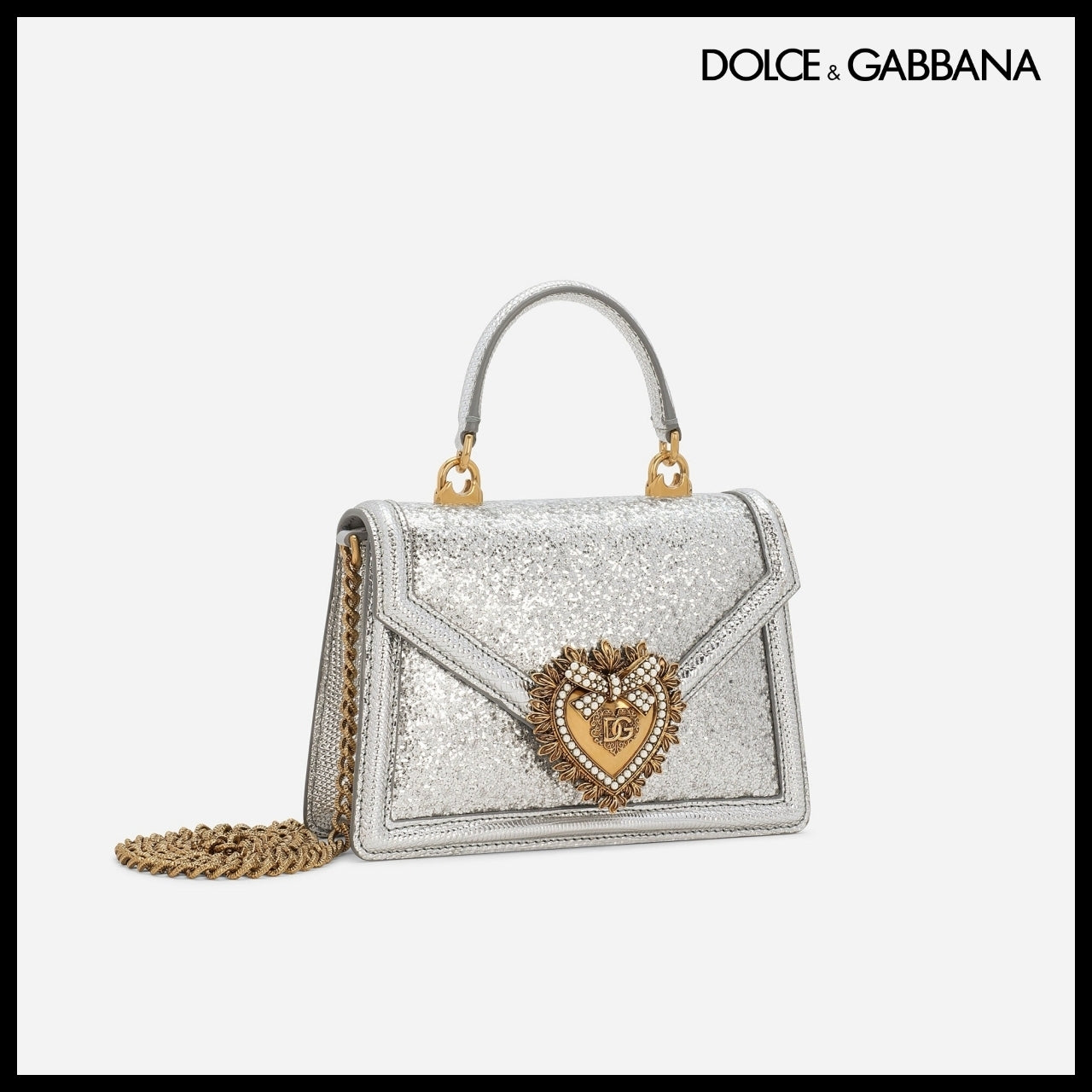 【Dolce & Gabbana】Small Devotion Top-Handle Bag Silver