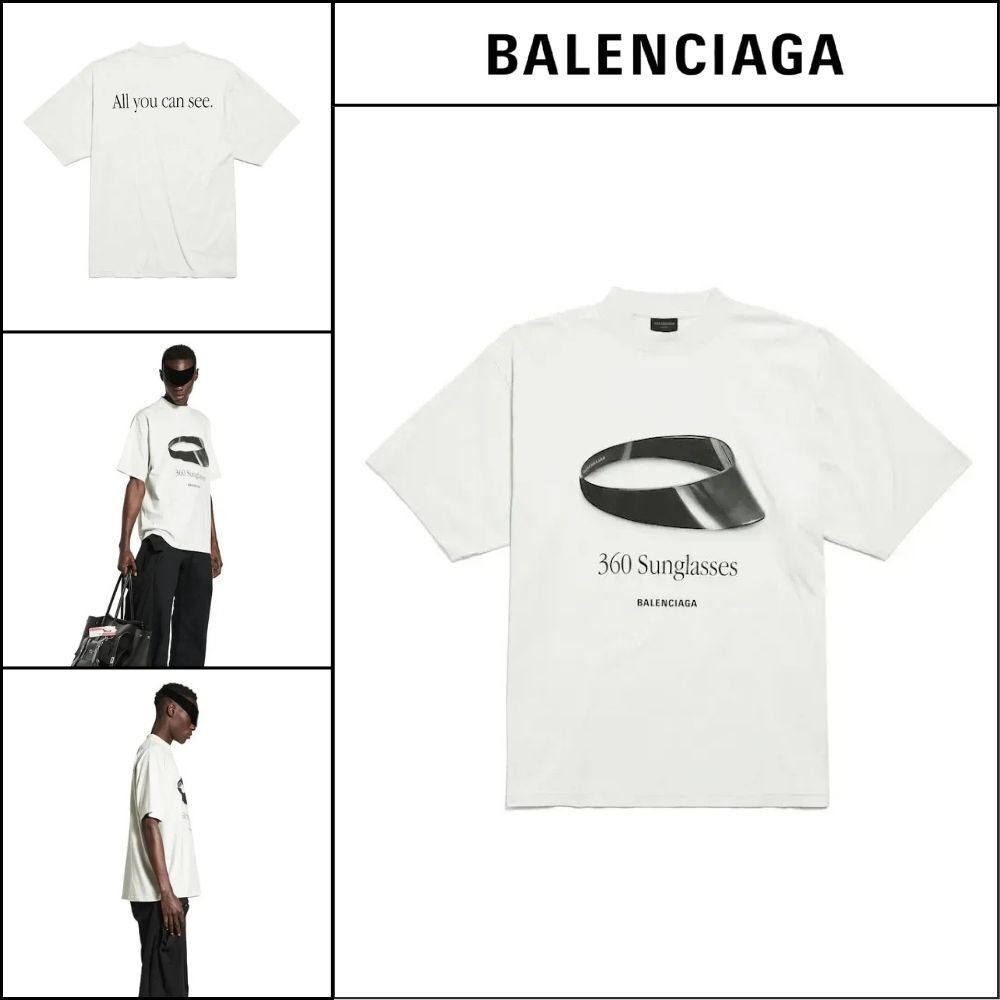 【BALENCIAGA】Sunglasses T-Shirt Medium Fit Dirty White