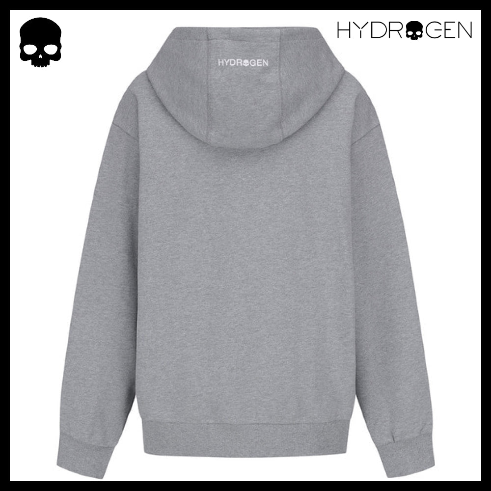 【HYDROGEN】UNI BASIC SKULL LOGO HOODIE MELANGE GREY