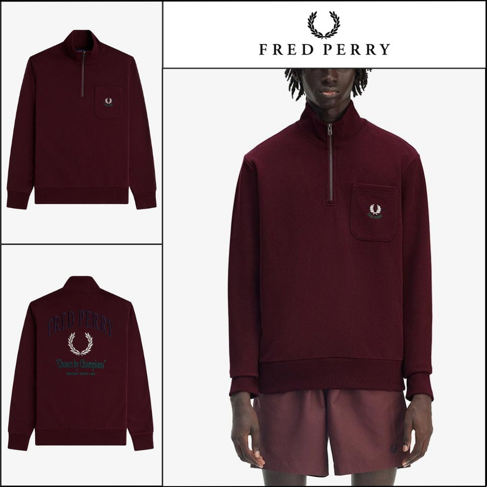 【FREDPERRY】ClubhouseEmbroideredChampionHalfzipSweatshirt