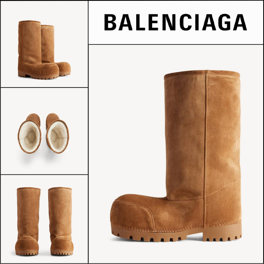 【BALENCIAGA】Men’s Alaska Fur High Boots Brown