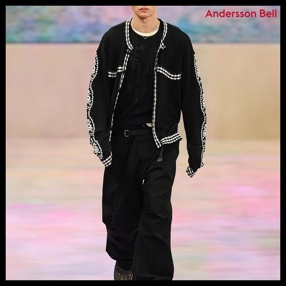 【ANDERSSON BELL】FANTASIA ROUND-NECK CARDIGAN BLACK