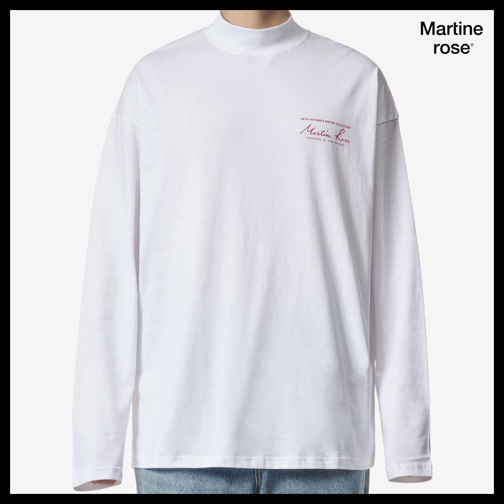 ◆MARTINE ROSE◆ ロゴ ハイネック Tシャツ ホワイト ブランド