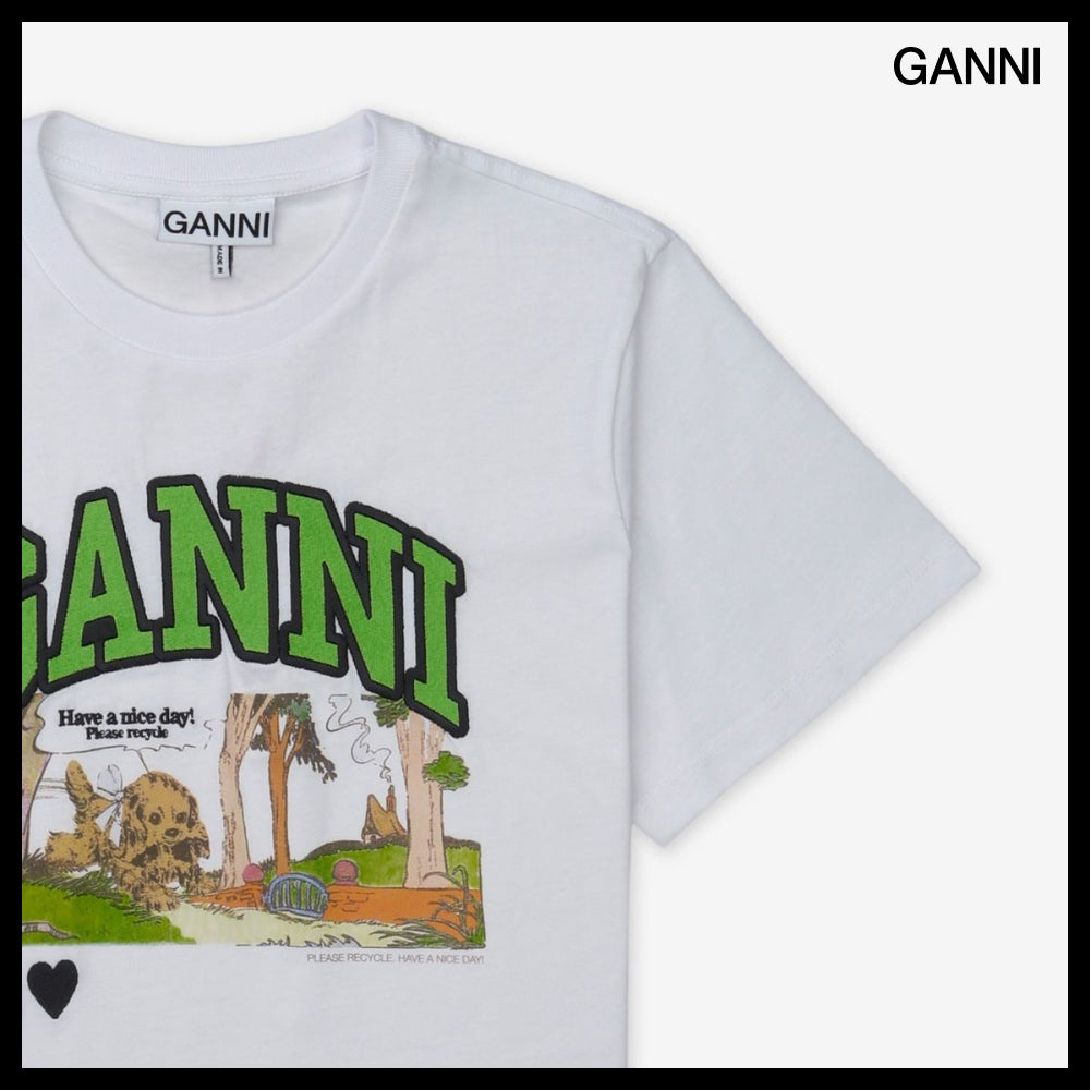 【Ganni】Basic Jersey Poppy C Relax Fit Short Sleeve T-shirt
