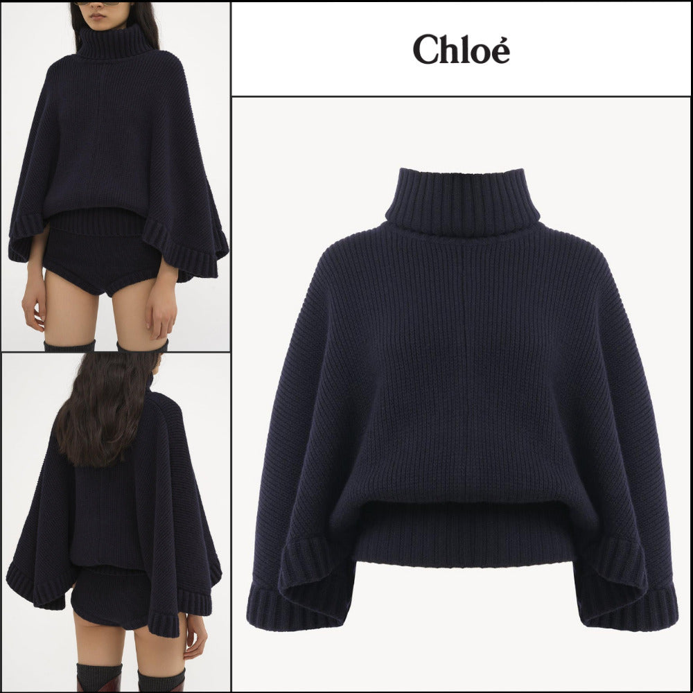 【Chloe】Short Turtleneck Cape
