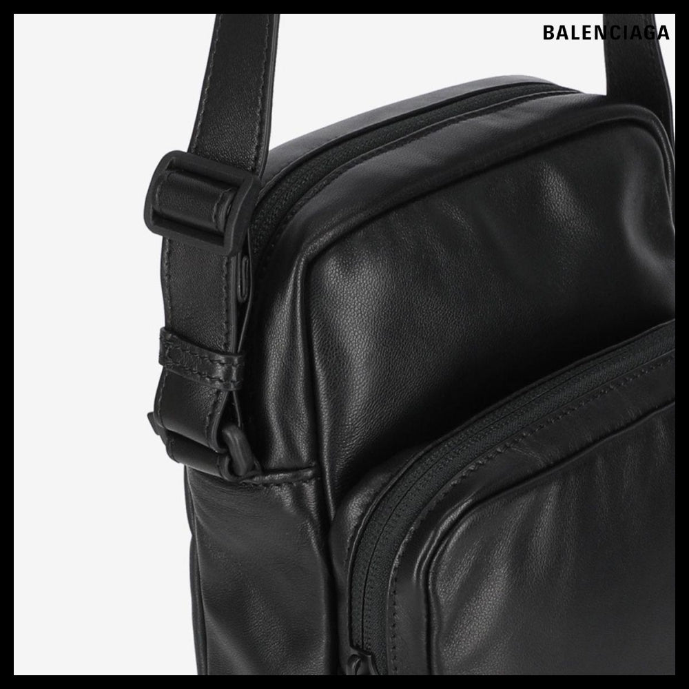 【BALENCIAGA】Under Armour Logo Lambskin Crossbody Bag Black